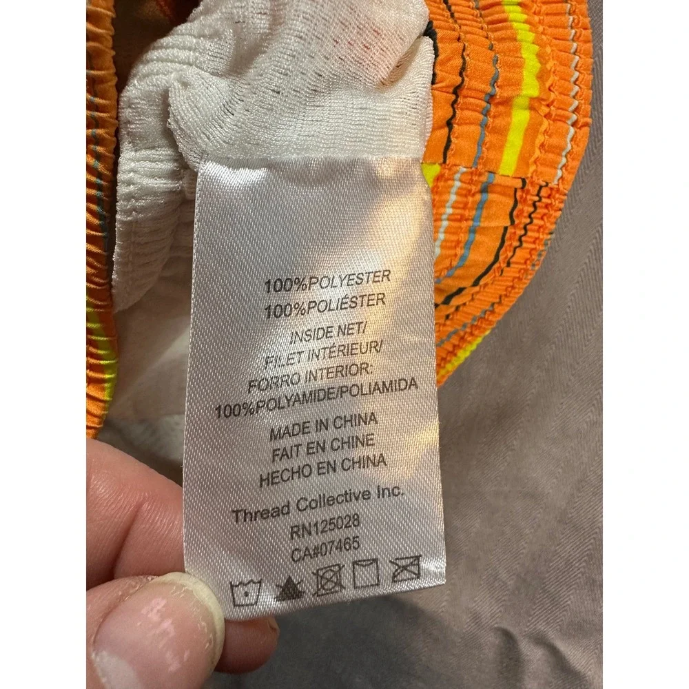 Psycho‎ Bunny Toddler Swim Trunks Size 3T Orange Striped Swim Shorts Boys Lined